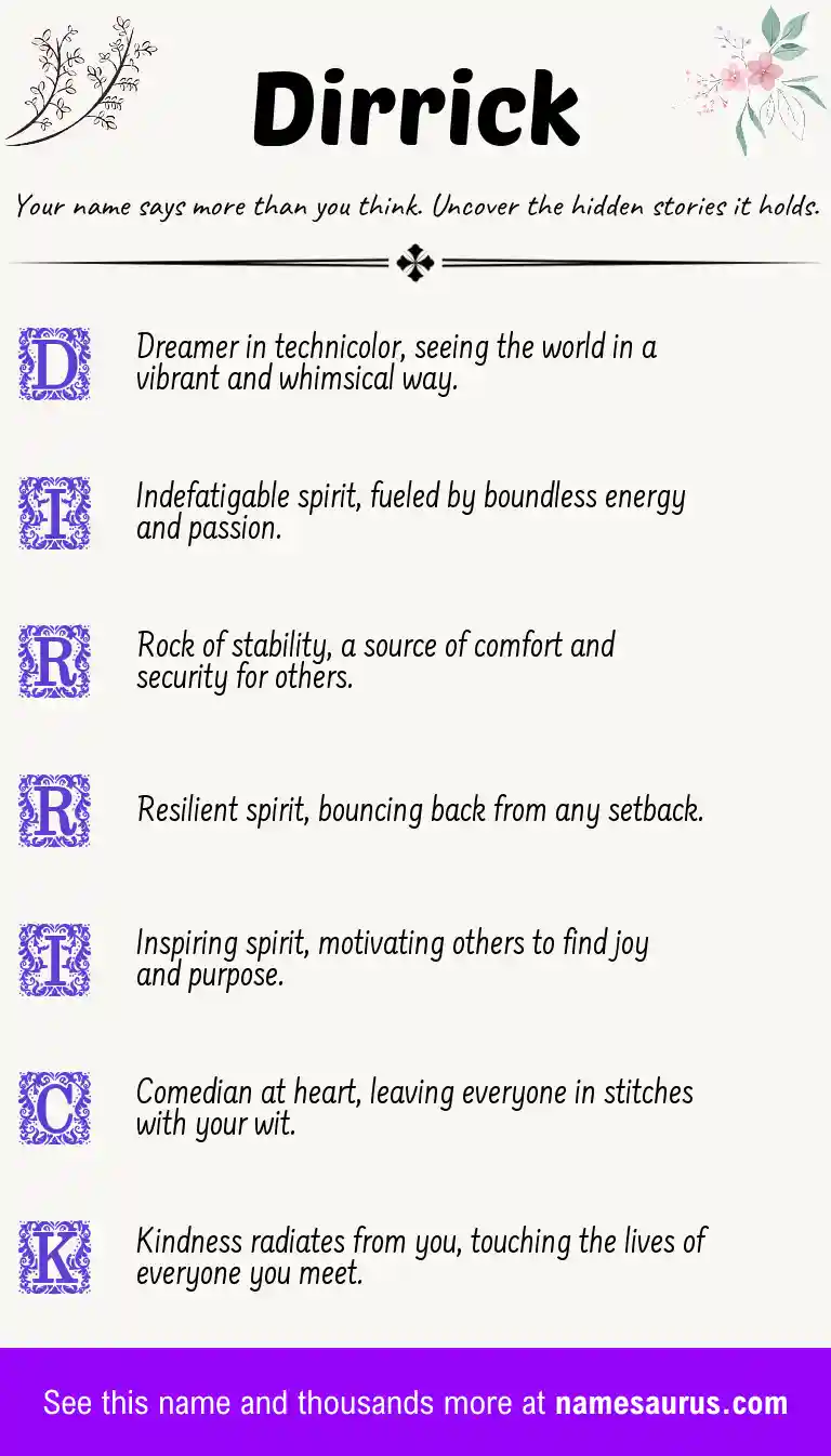Acrostic poem about Dirrick.
