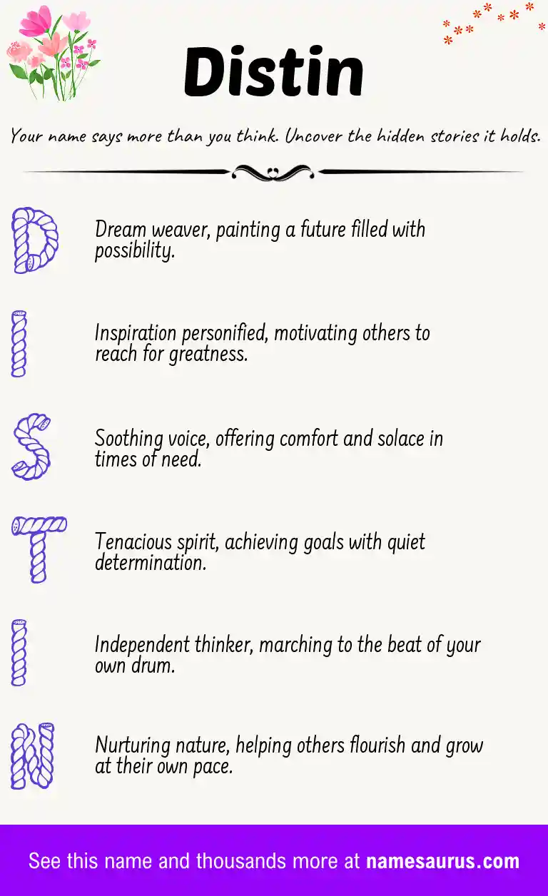 Acrostic poem about Distin.