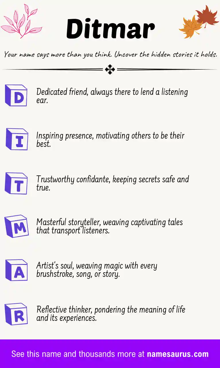 Acrostic poem about Ditmar.
