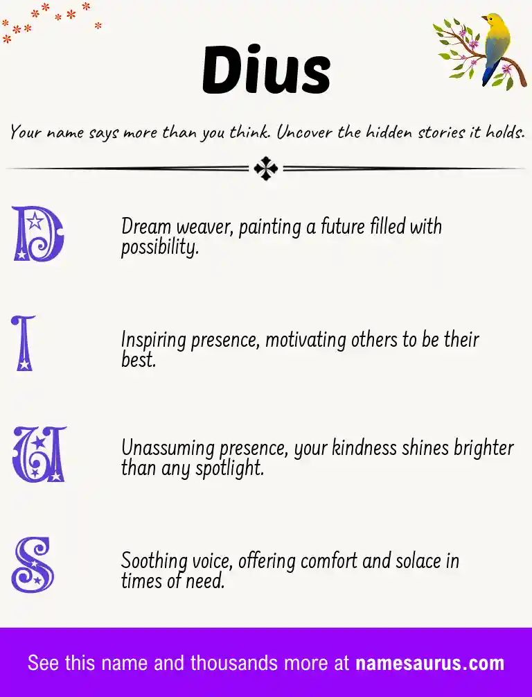 Acrostic poem about Dius.