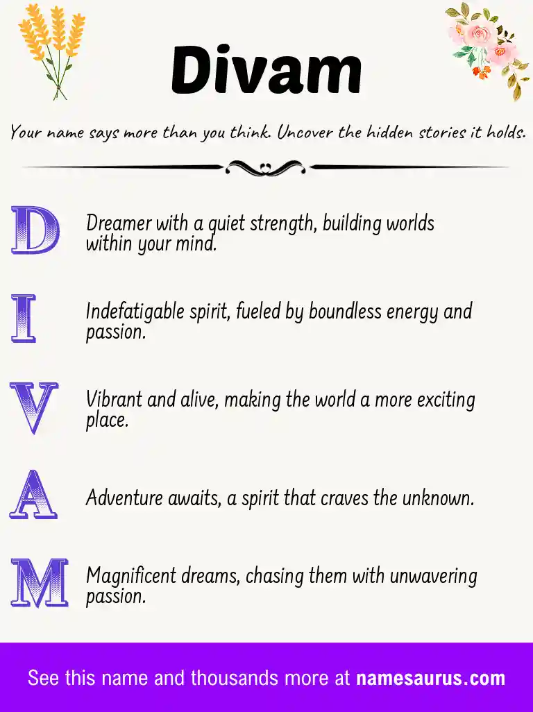 Acrostic poem about Divam.