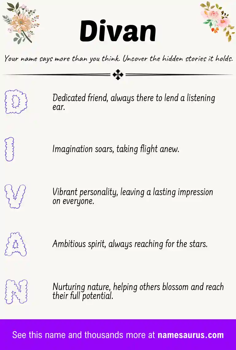 Acrostic poem about Divan.