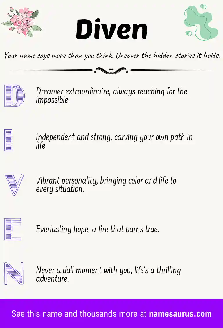 Acrostic poem about Diven.