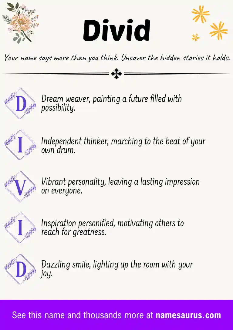 Acrostic poem about Divid.