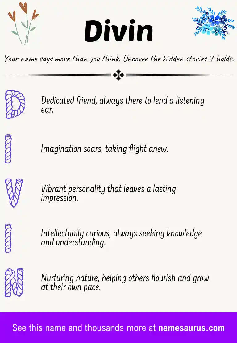 Acrostic poem about Divin.