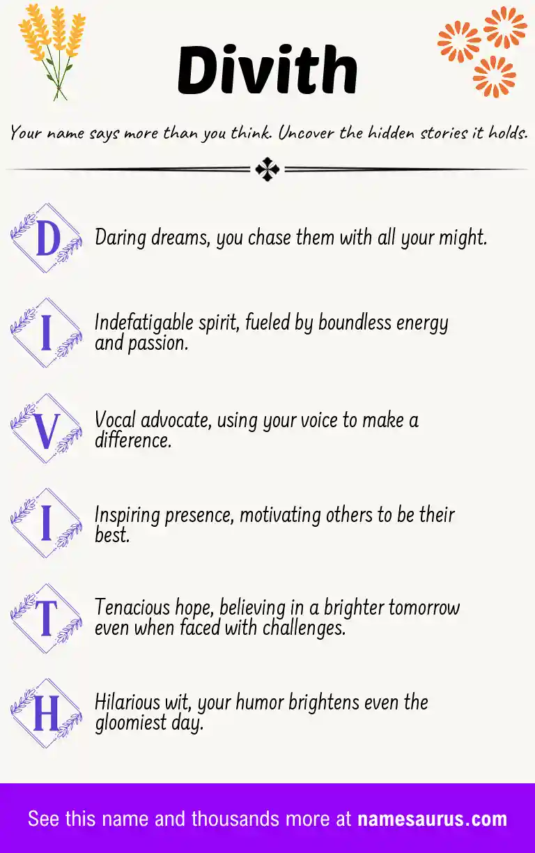 Acrostic poem about Divith.