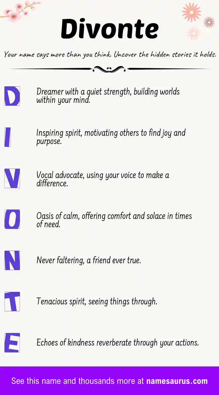 Acrostic poem about Divonte.