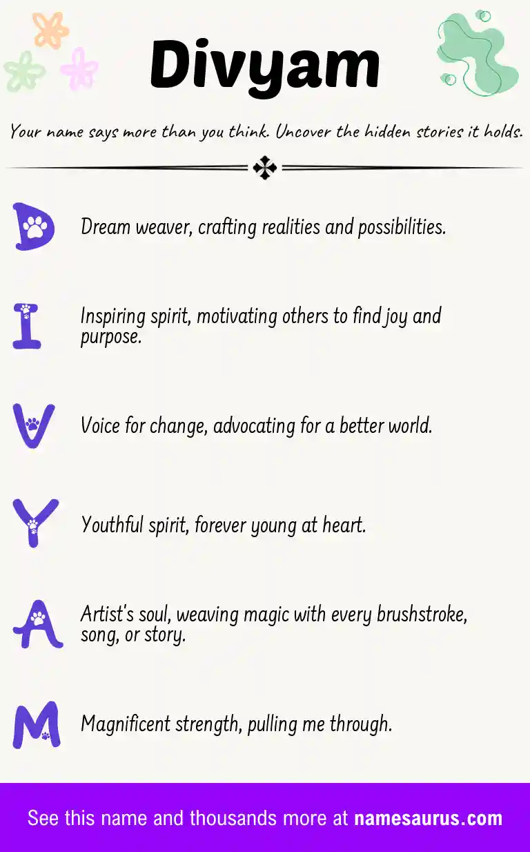 Acrostic poem about Divyam.