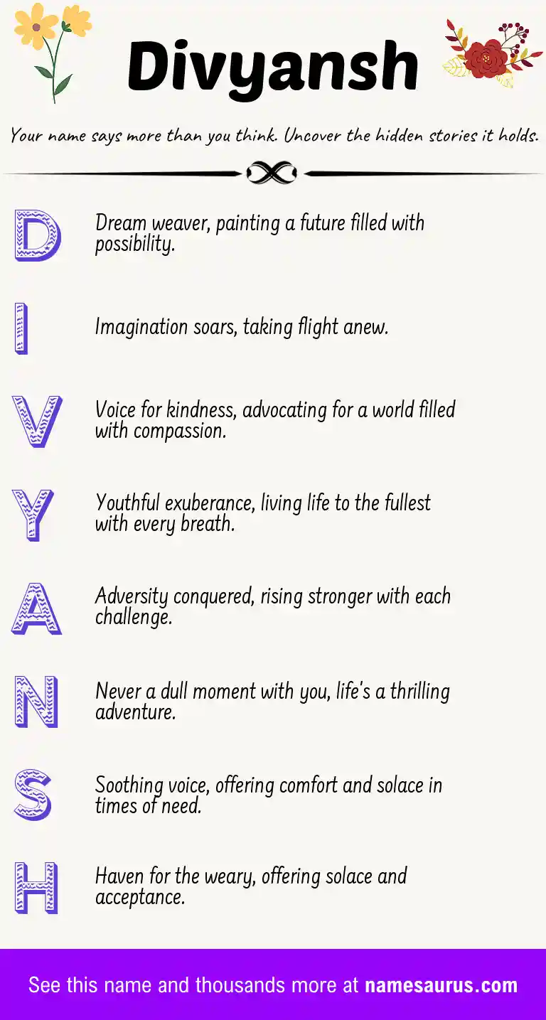 Acrostic poem about Divyansh.