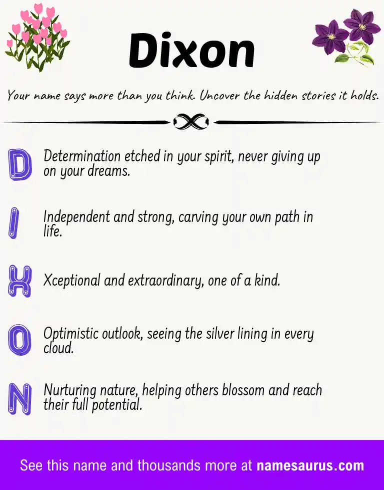 Acrostic poem about Dixon.