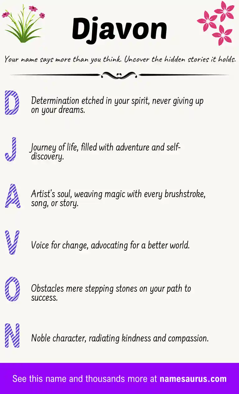 Acrostic poem about Djavon.