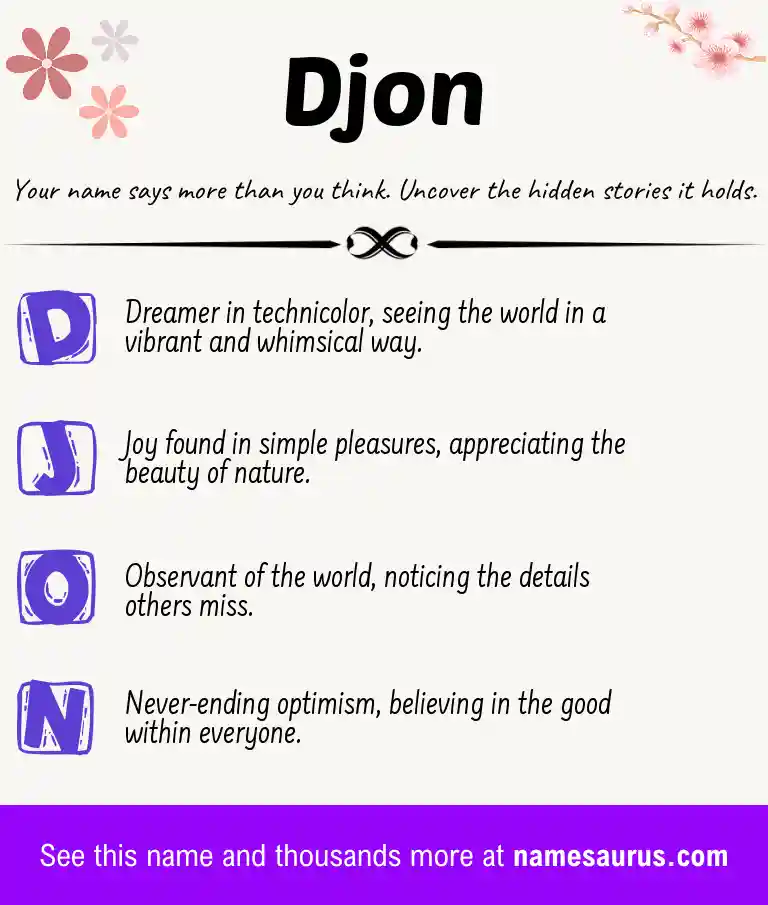 Acrostic poem about Djon.