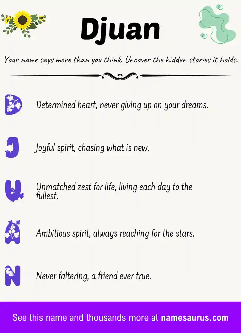 Acrostic poem about Djuan.