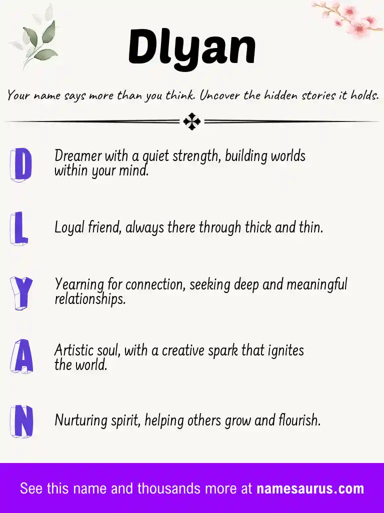 Acrostic poem about Dlyan.