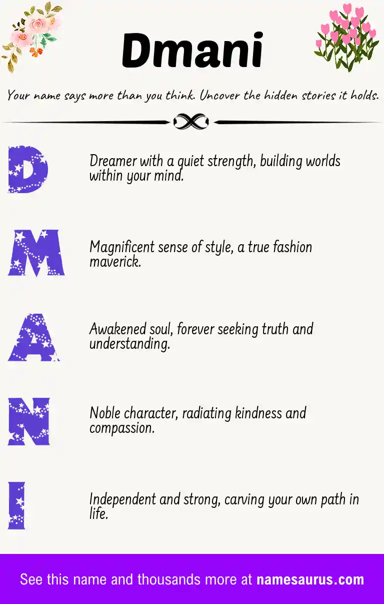 Acrostic poem about Dmani.