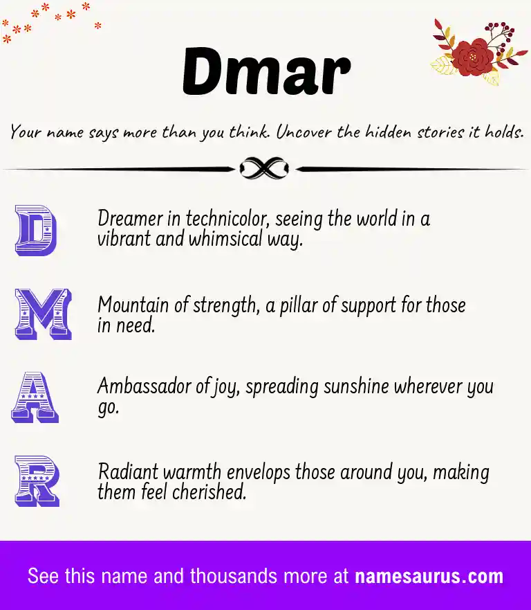 Acrostic poem about Dmar.