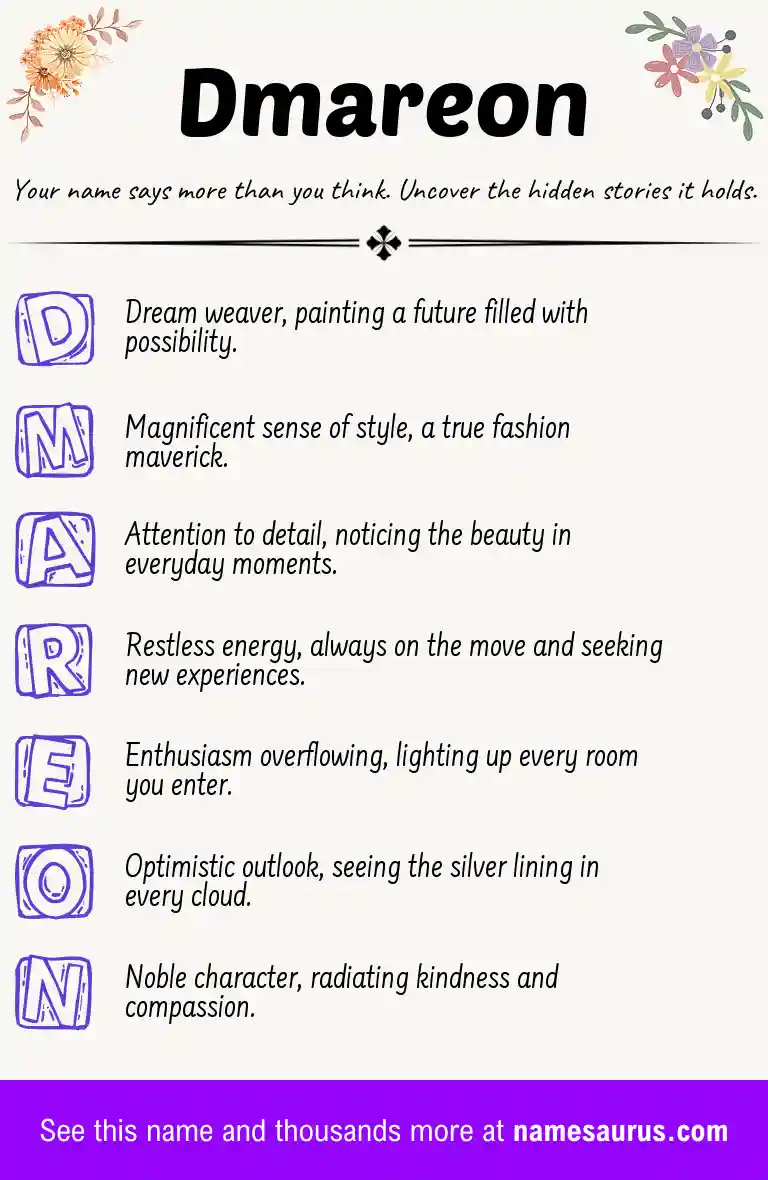 Acrostic poem about Dmareon.