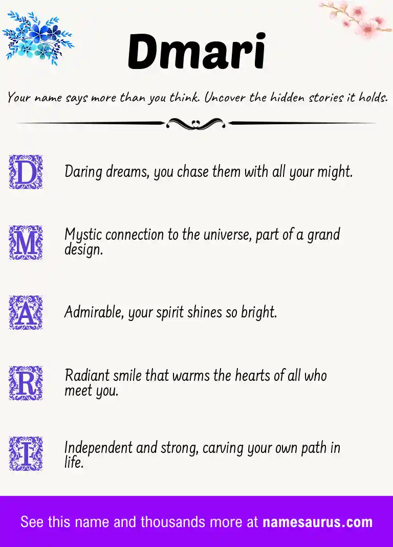 Acrostic poem about Dmari.