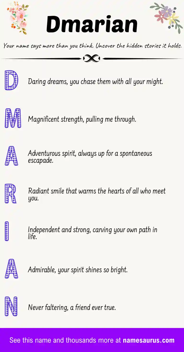 Acrostic poem about Dmarian.