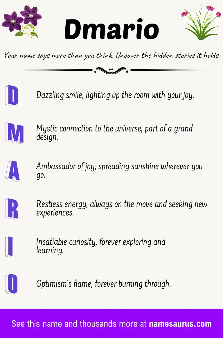 Acrostic poem about Dmario.