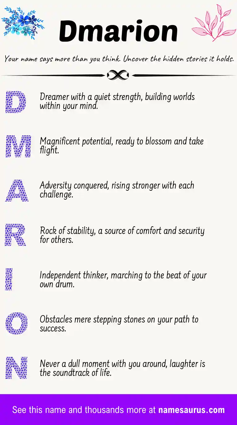 Acrostic poem about Dmarion.