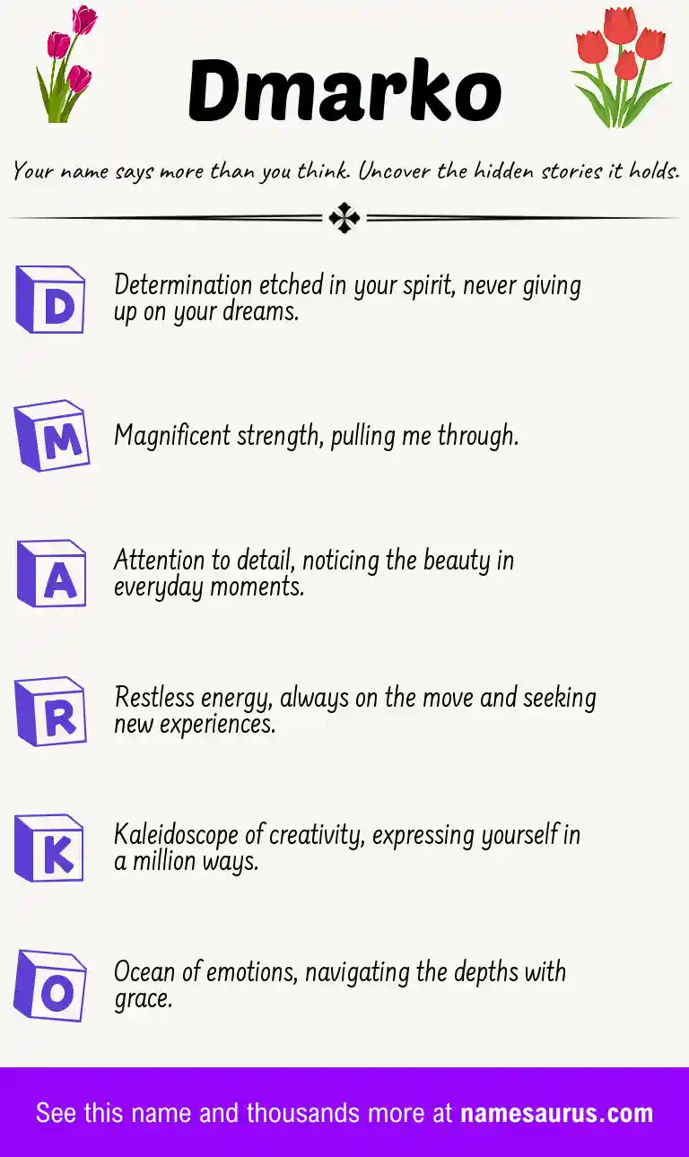 Acrostic poem about Dmarko.