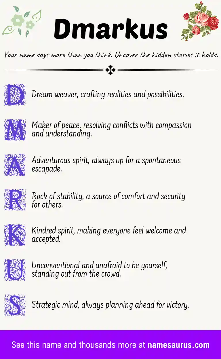 Acrostic poem about Dmarkus.
