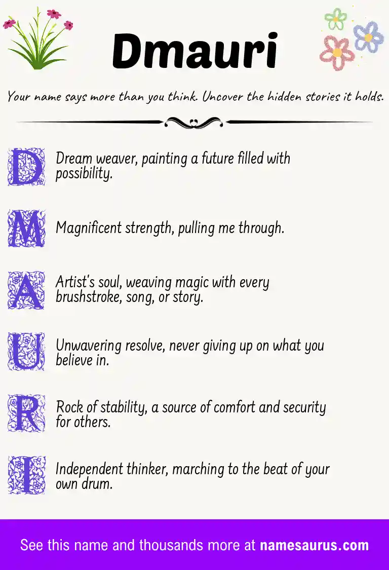 Acrostic poem about Dmauri.