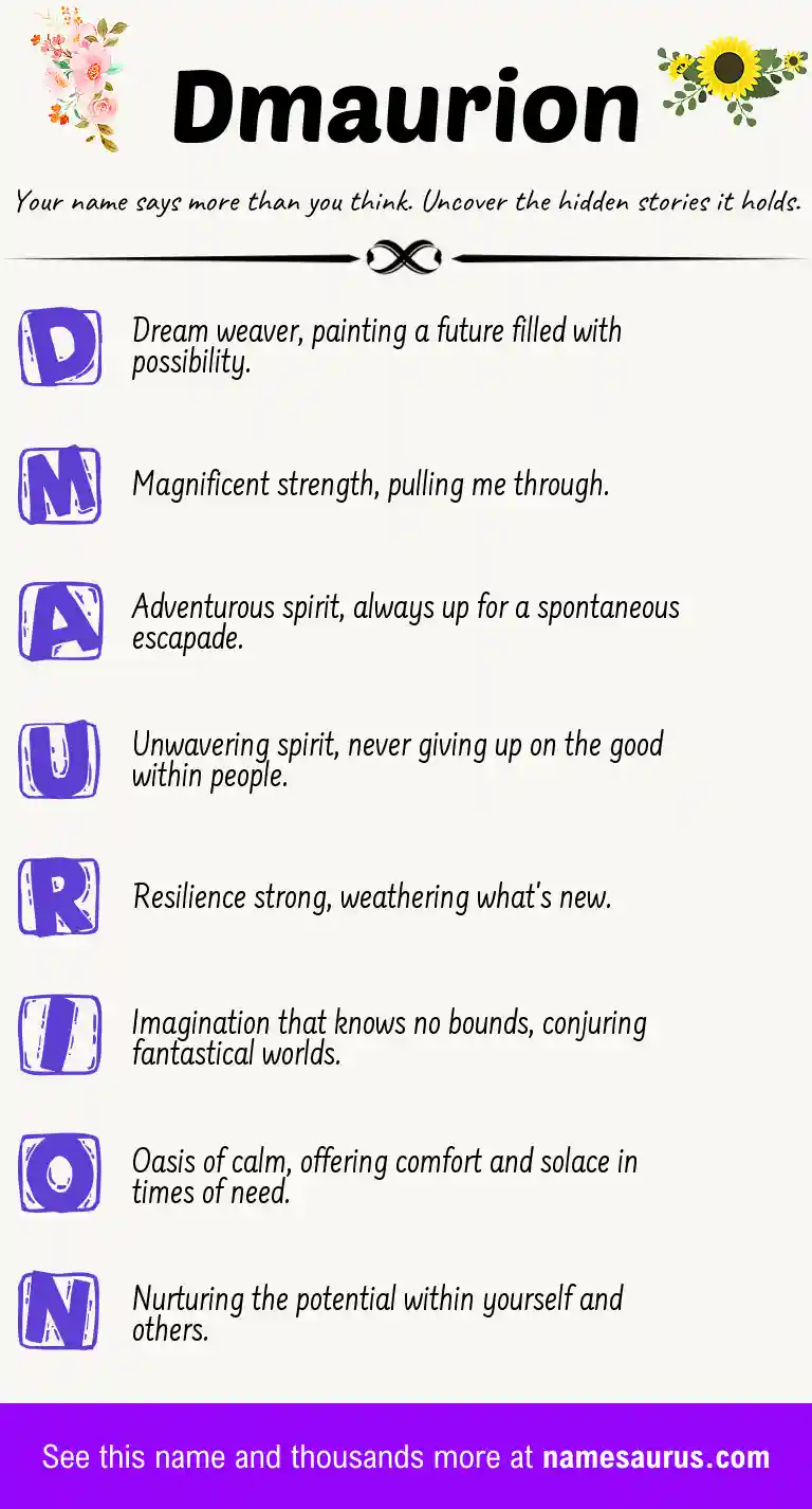 Acrostic poem about Dmaurion.