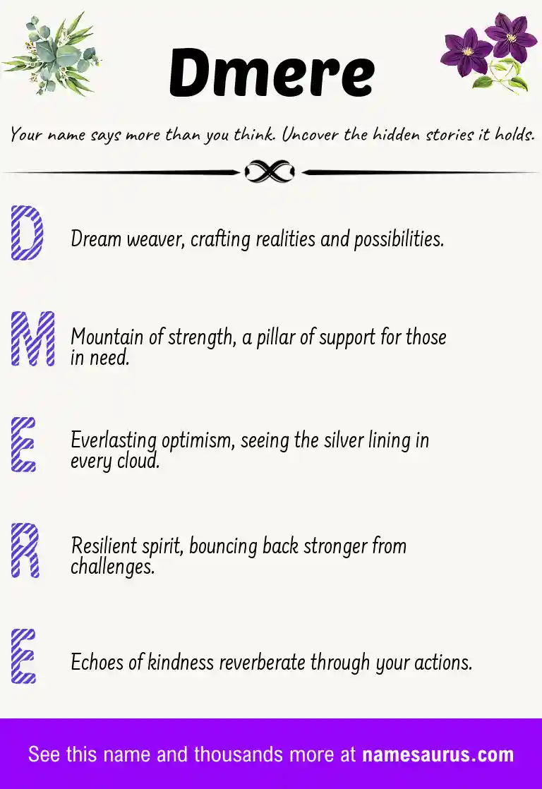 Acrostic poem about Dmere.