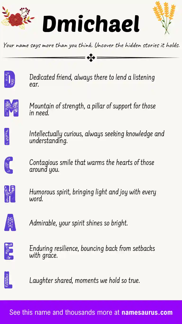 Acrostic poem about Dmichael.