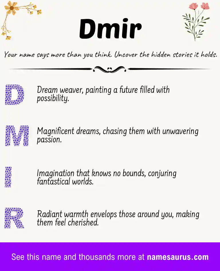 Acrostic poem about Dmir.