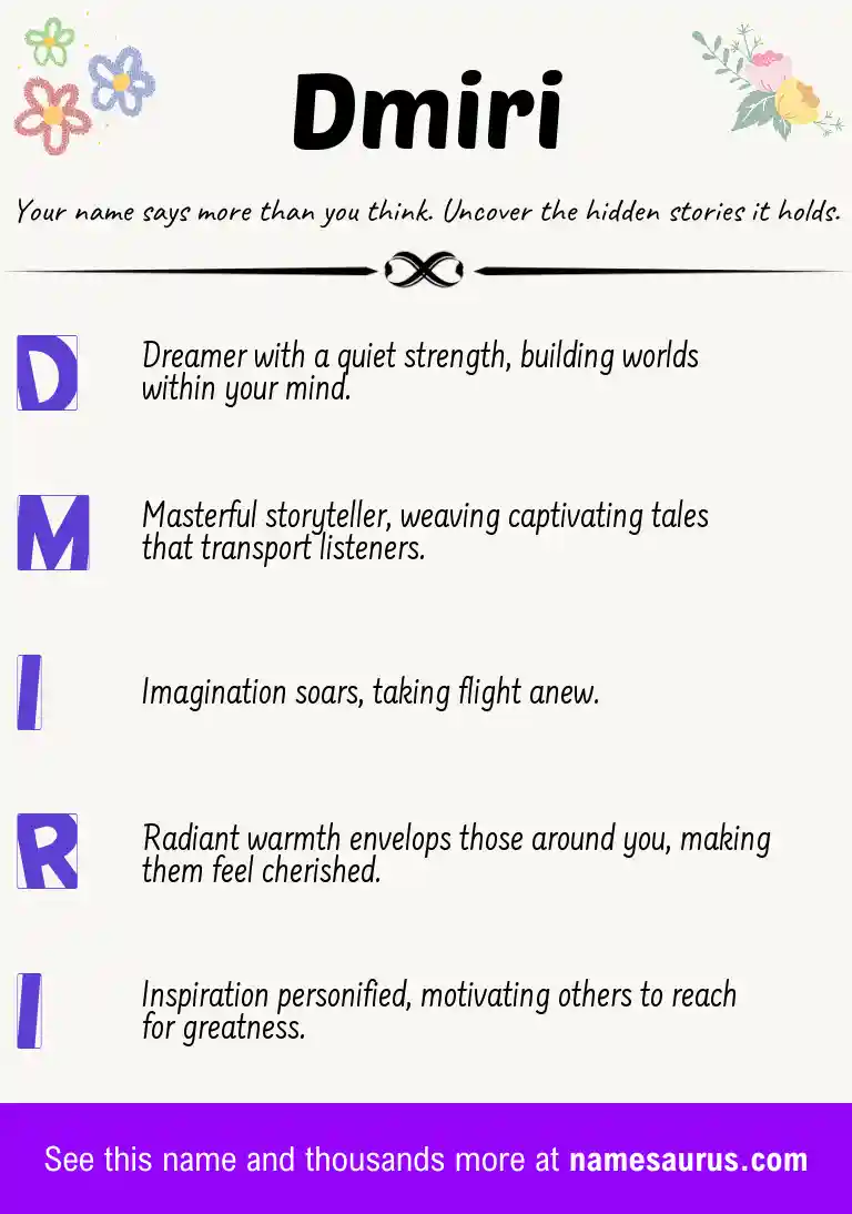 Acrostic poem about Dmiri.