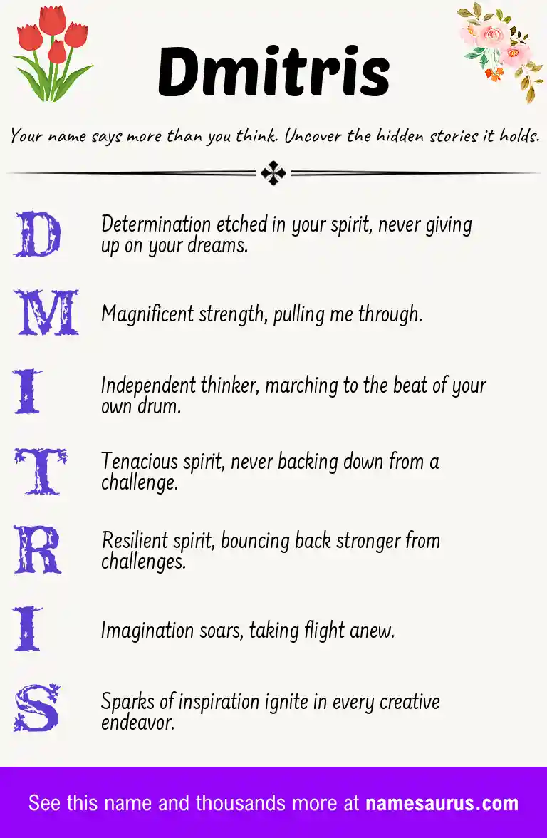 Acrostic poem about Dmitris.