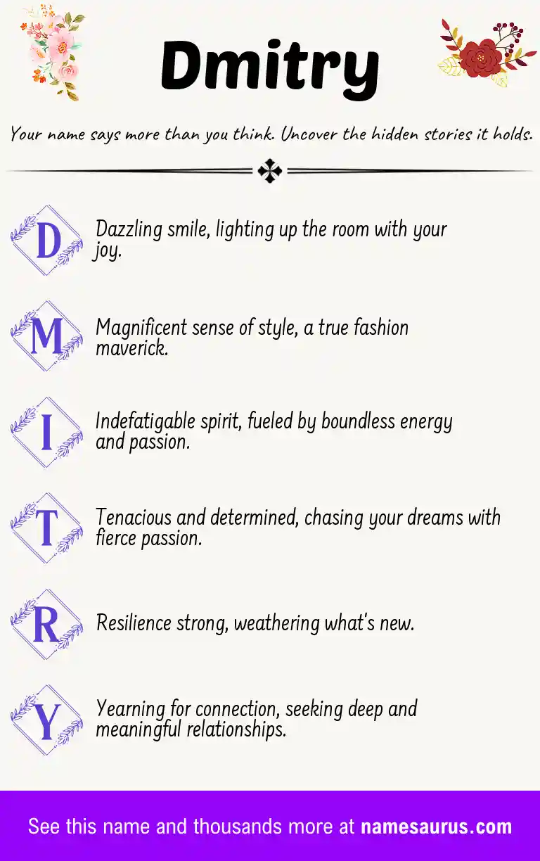Acrostic poem about Dmitry.