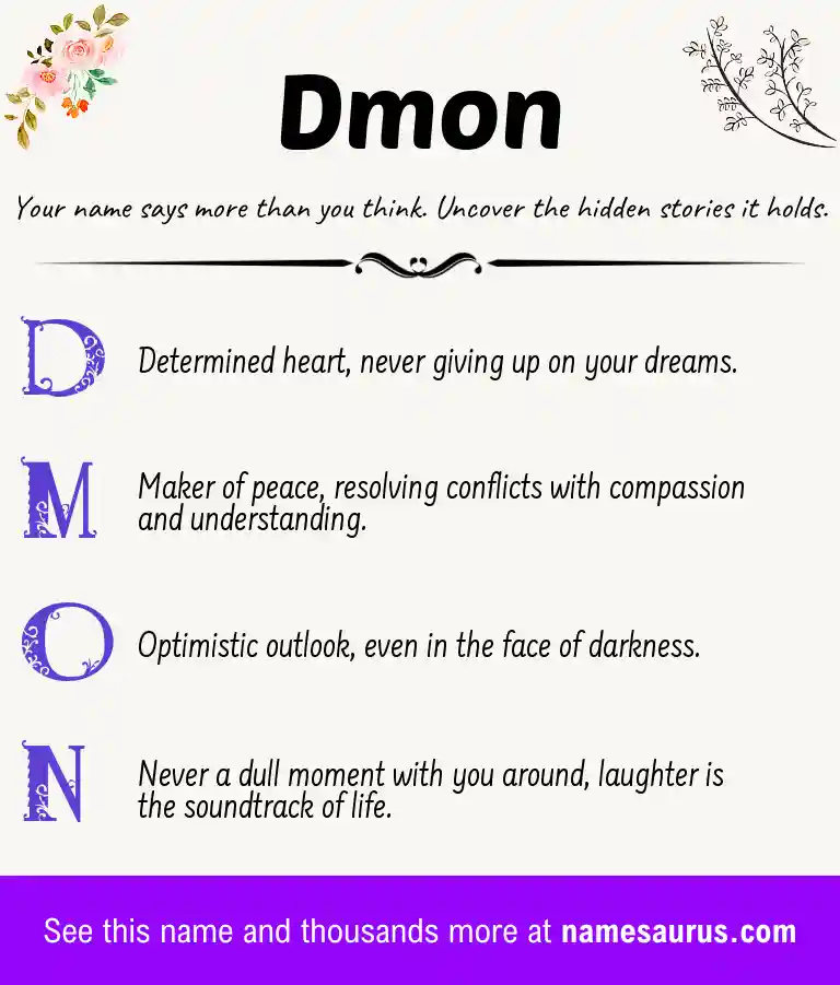 Acrostic poem about Dmon.