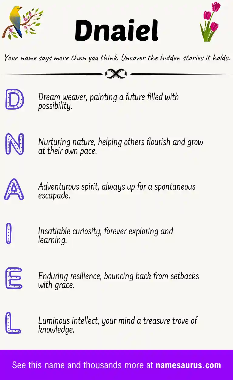 Acrostic poem about Dnaiel.