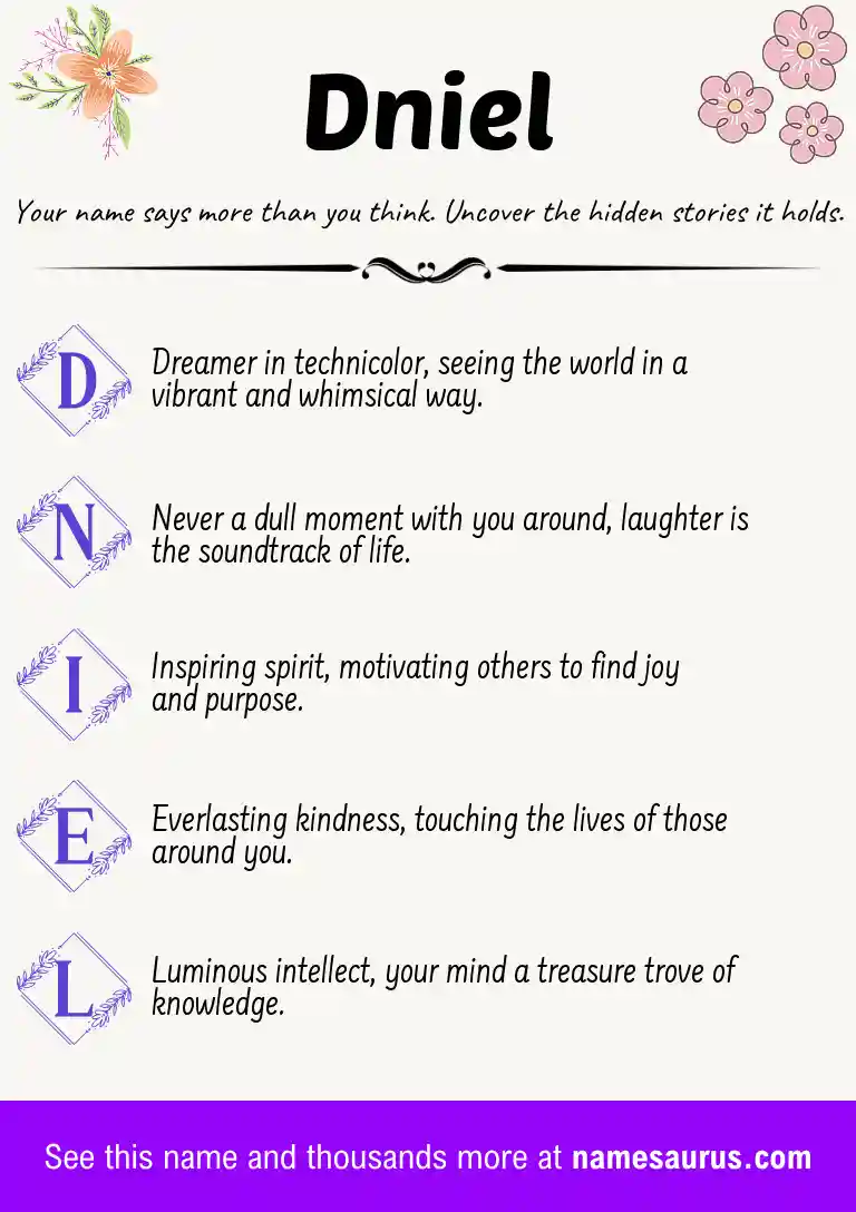 Acrostic poem about Dniel.