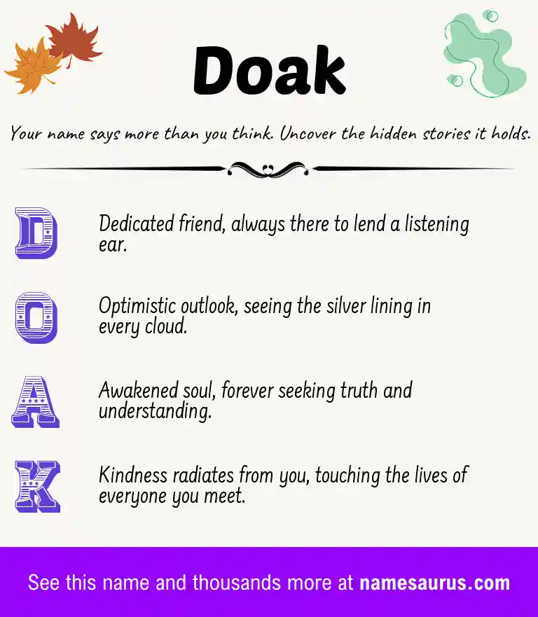 Acrostic poem about Doak.