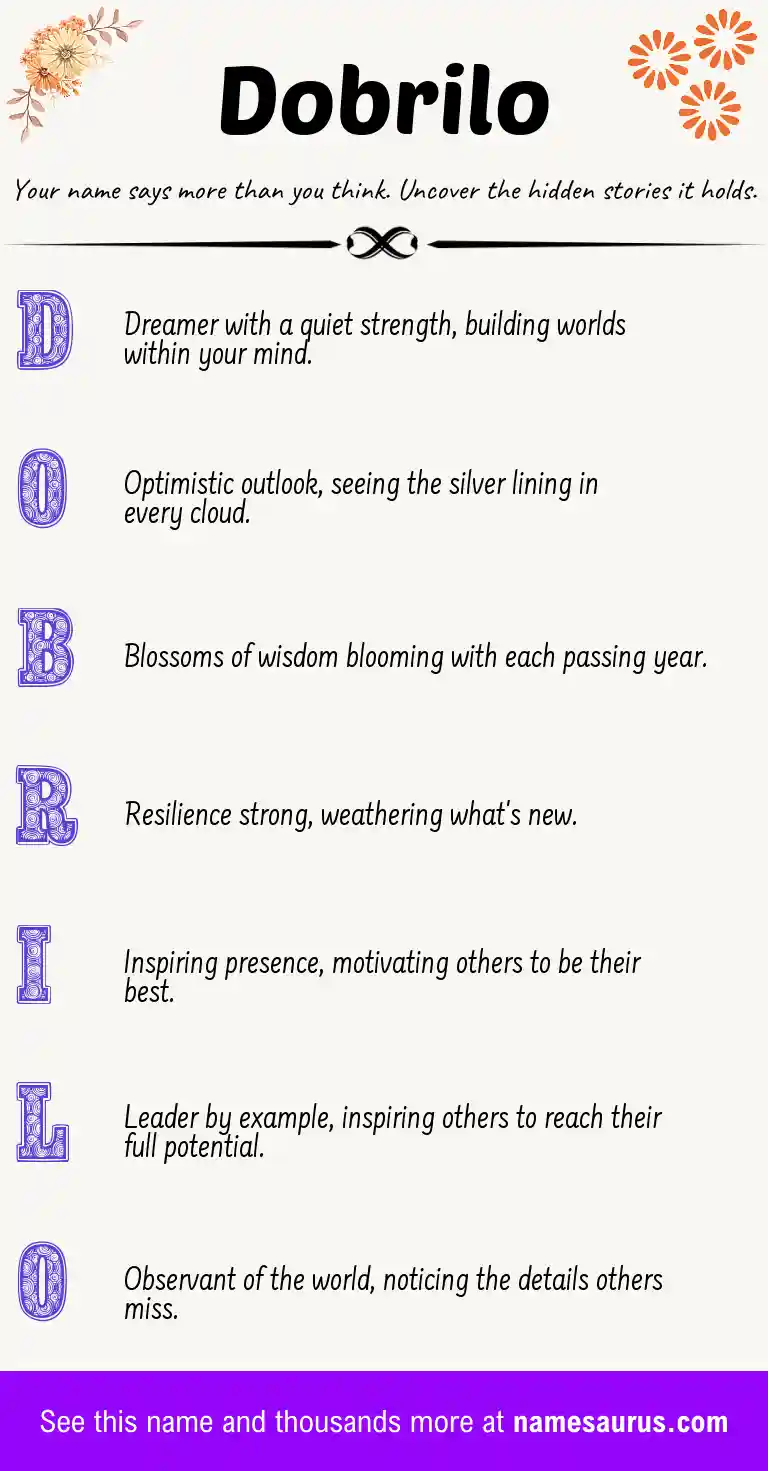 Acrostic poem about Dobrilo.
