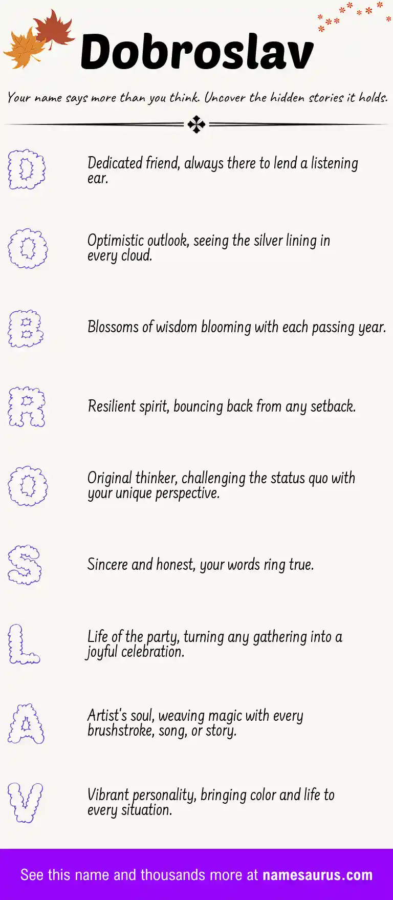 Acrostic poem about Dobroslav.