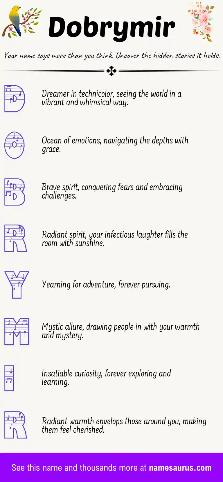 Acrostic poem about Dobrymir.