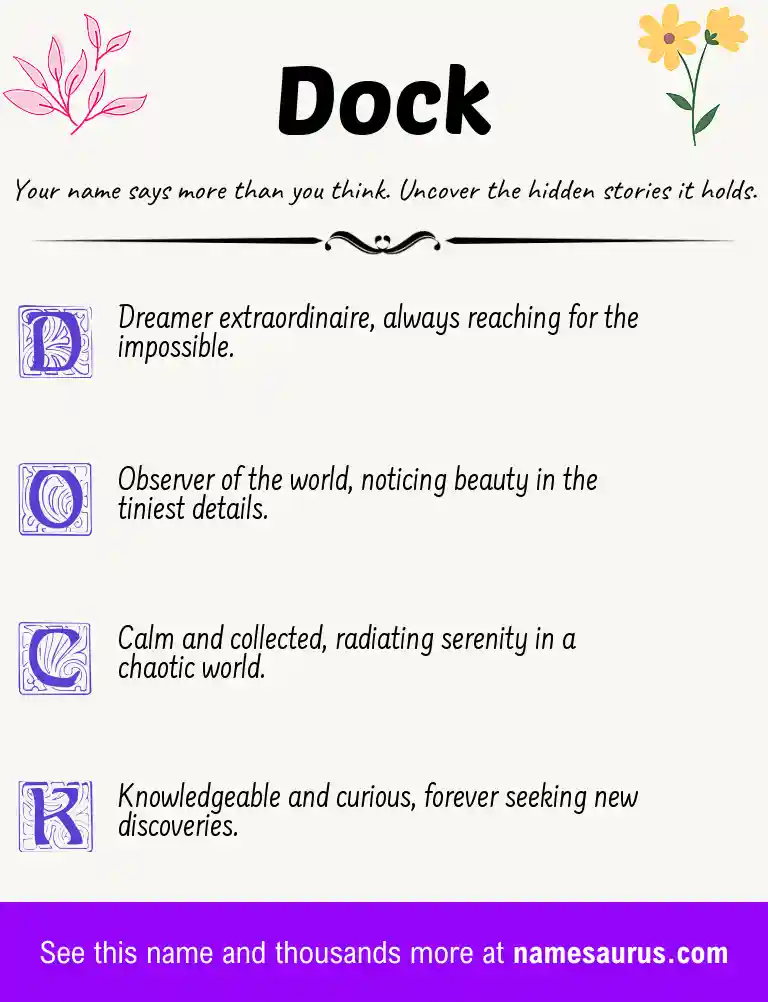 Acrostic poem about Dock.