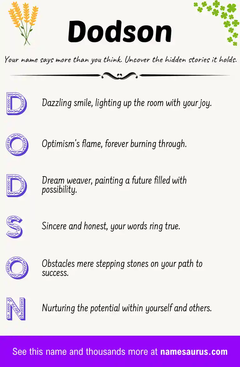 Acrostic poem about Dodson.