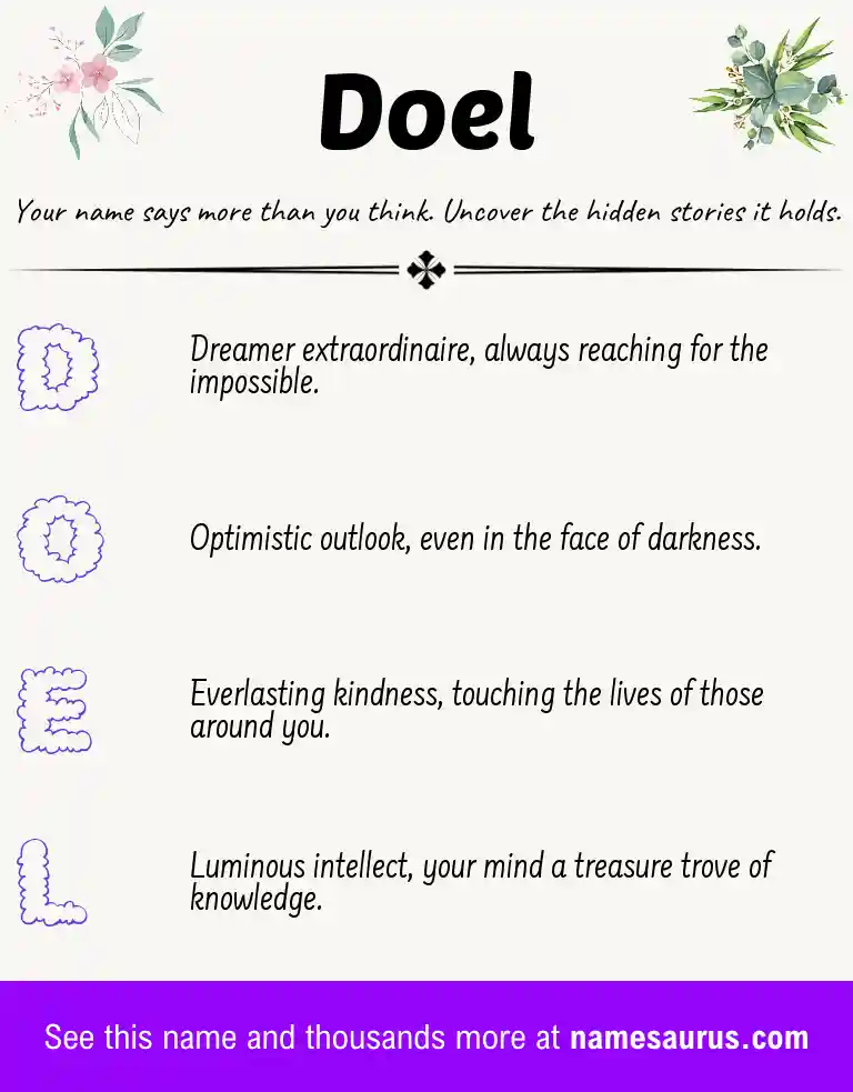 Acrostic poem about Doel.