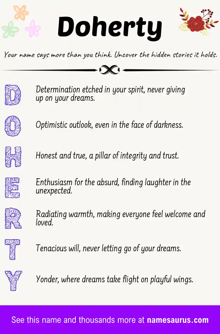 Acrostic poem about Doherty.