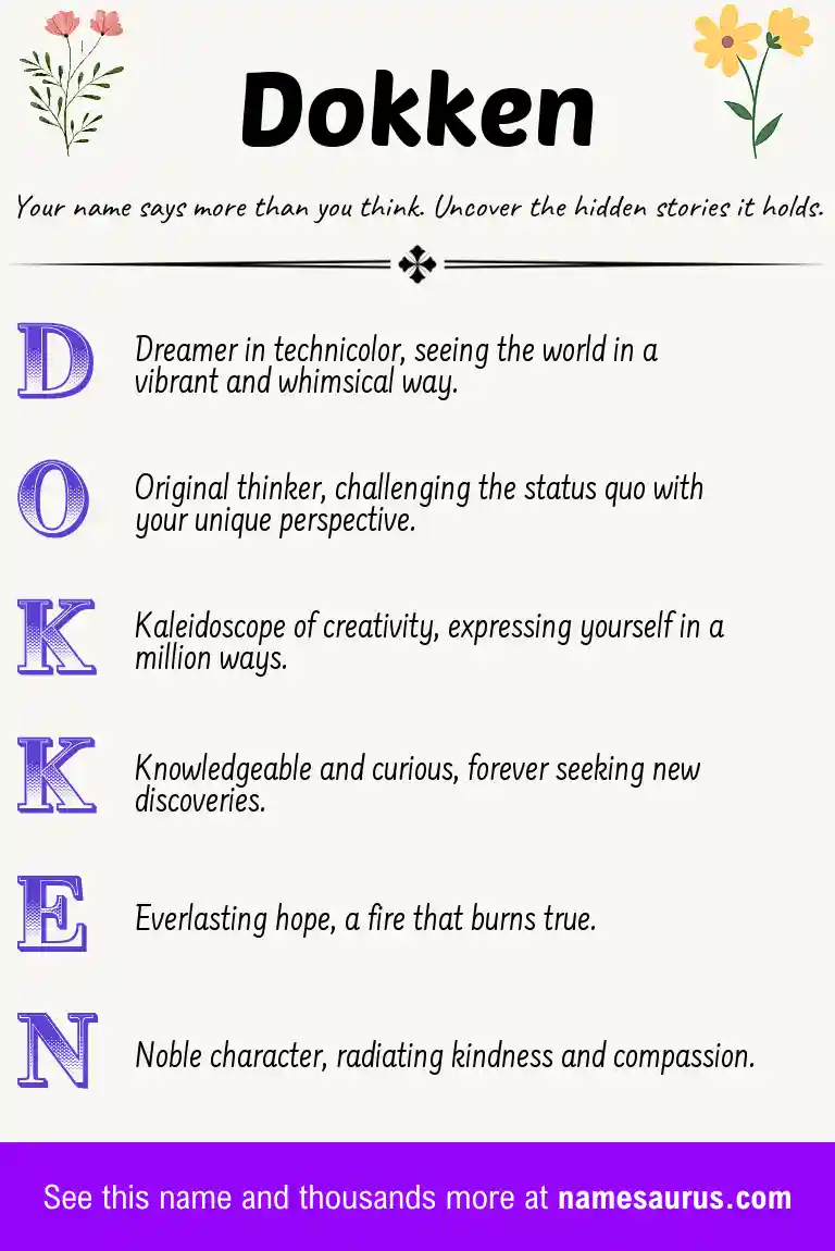 Acrostic poem about Dokken.