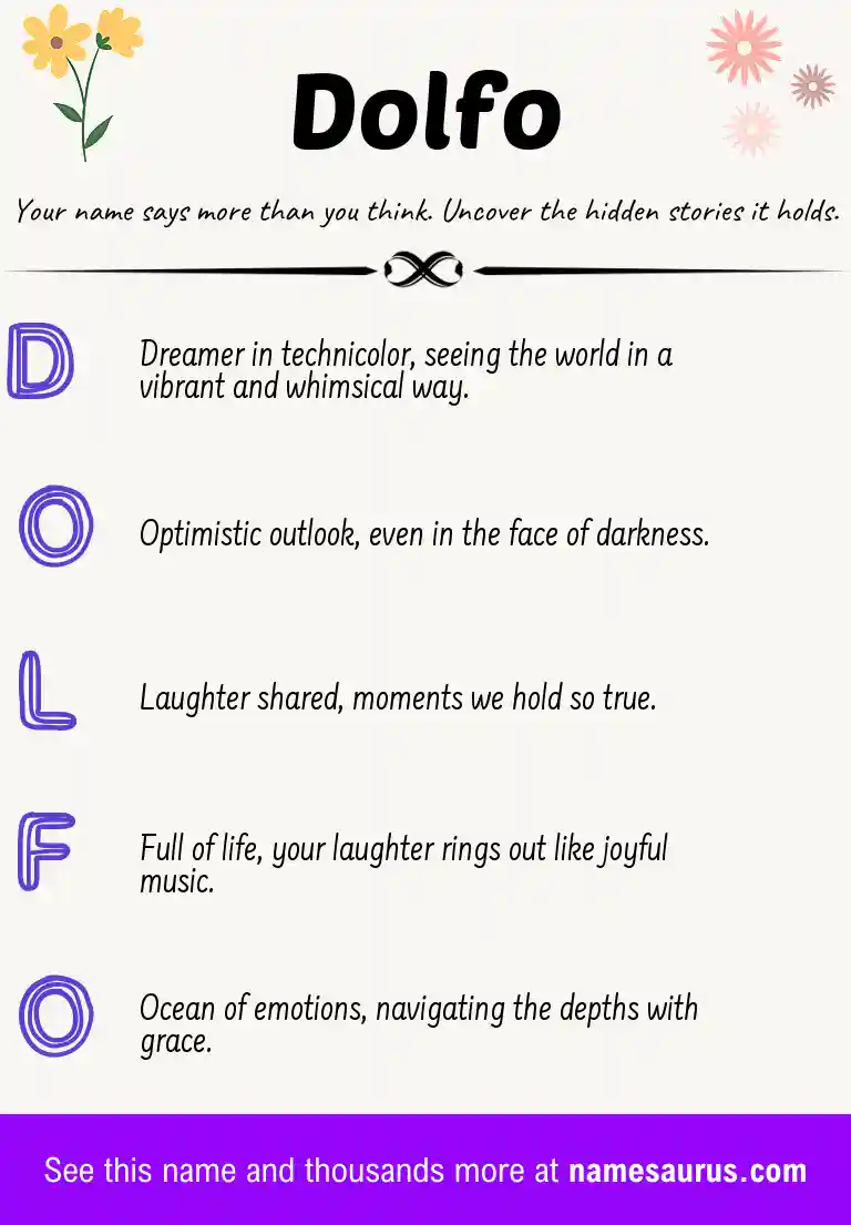 Acrostic poem about Dolfo.