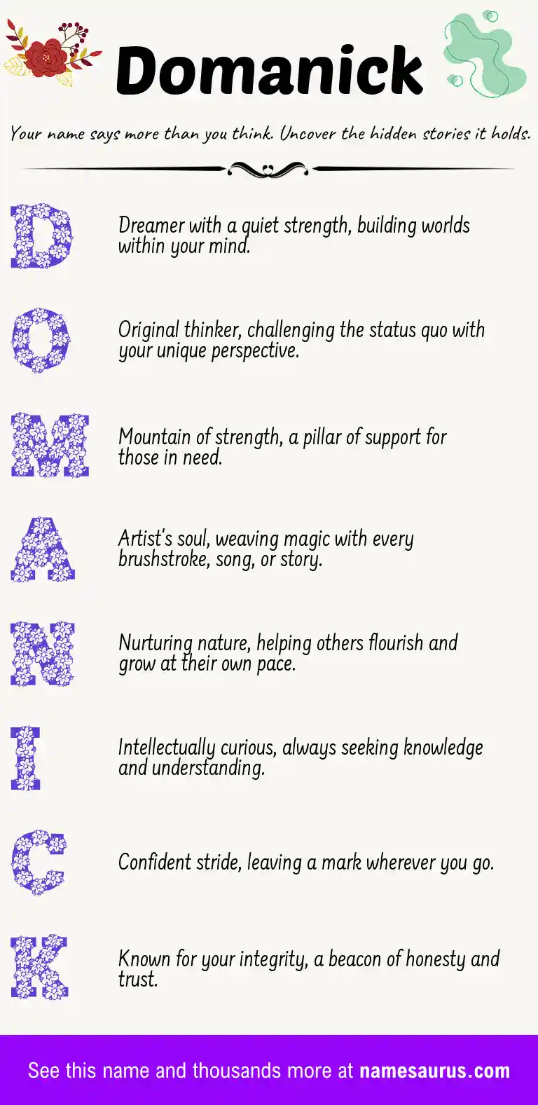 Acrostic poem about Domanick.