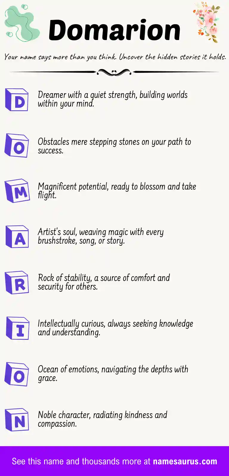 Acrostic poem about Domarion.